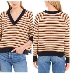 Madewell Striped V Neck Sweater